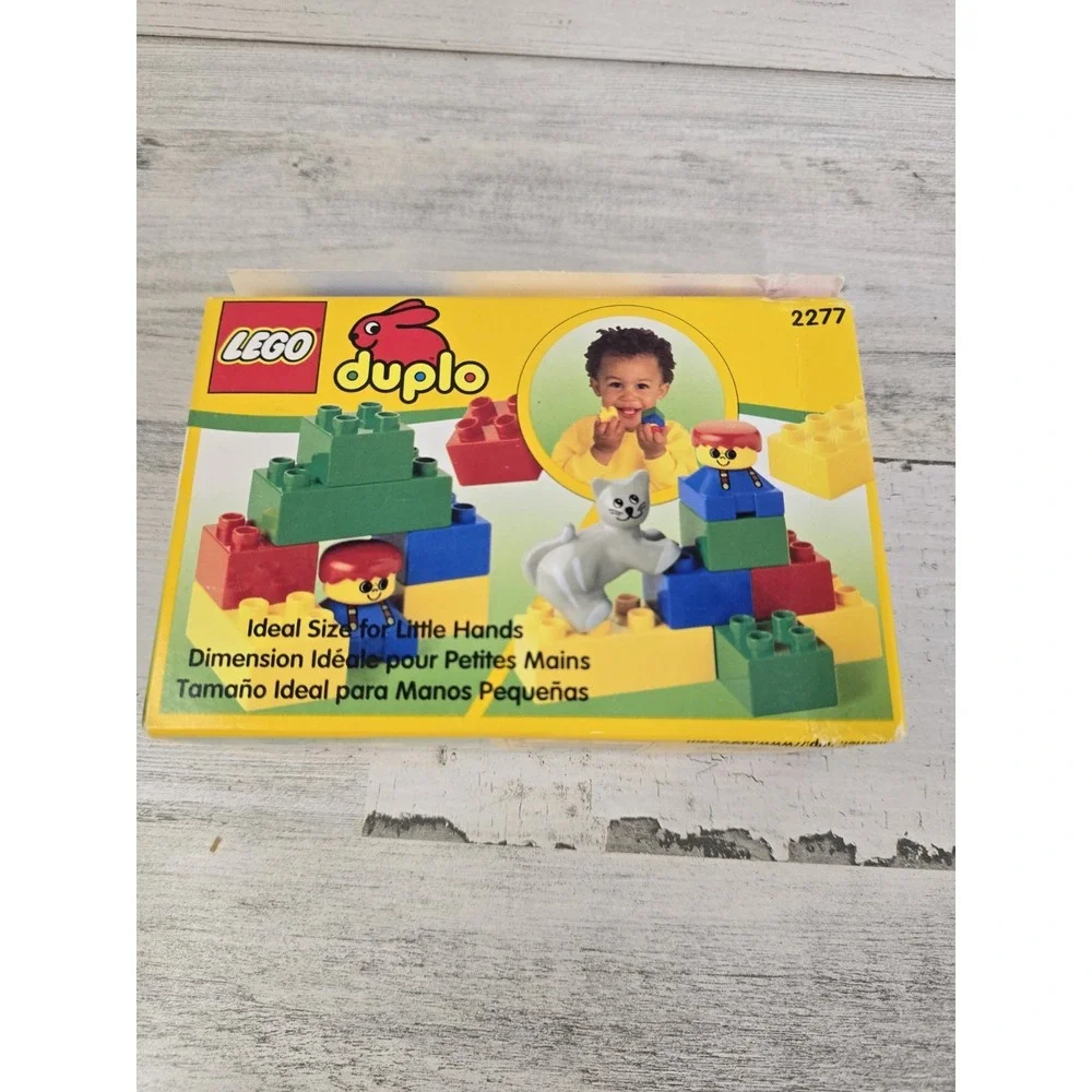 LEGO Duplo 2277 Preschool Building Toy 8 Pcs Gray Cat Figure Vintage 1998 Box
